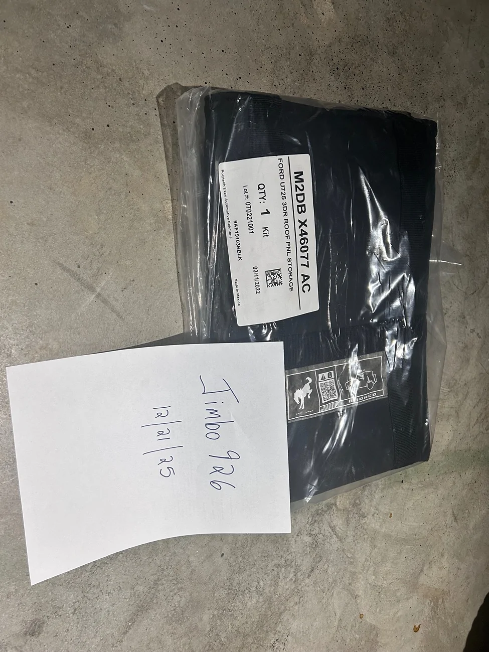 Ford Bronco 2 Door panel storage bag/factory tool kit IMG_5874