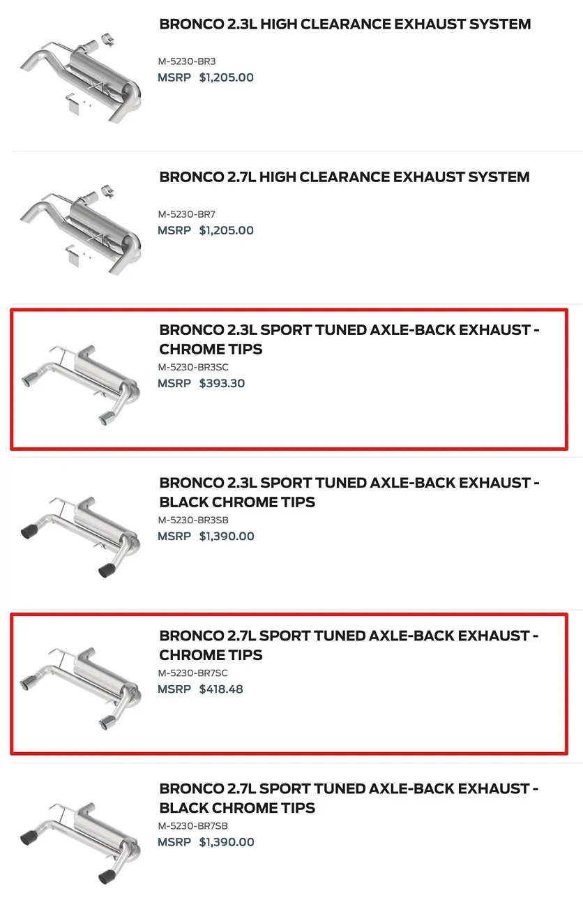 Ford Bronco Discount code on Ford Performance exhaust FP borla