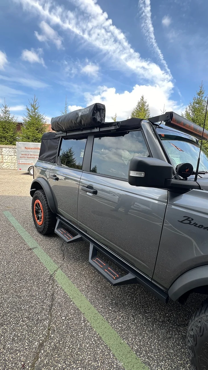 Ford Bronco Bronco Accessory Side Rail for Soft Top.  Mount Awnings, Shower Encl and more - Still open top - NEW LOWER PRICE! (X-Rack) IMG_3935