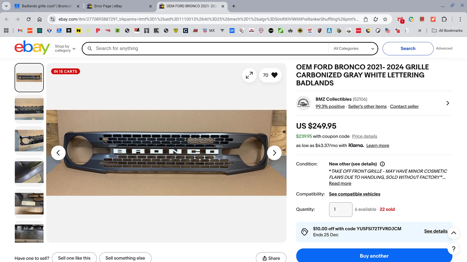 Ford Bronco Badlands grille cost? 1766499328662-z5