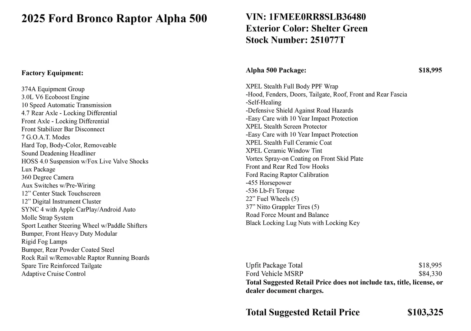 Ford Bronco Bronco Raptor Alpha 500 Build 1766684333967blo