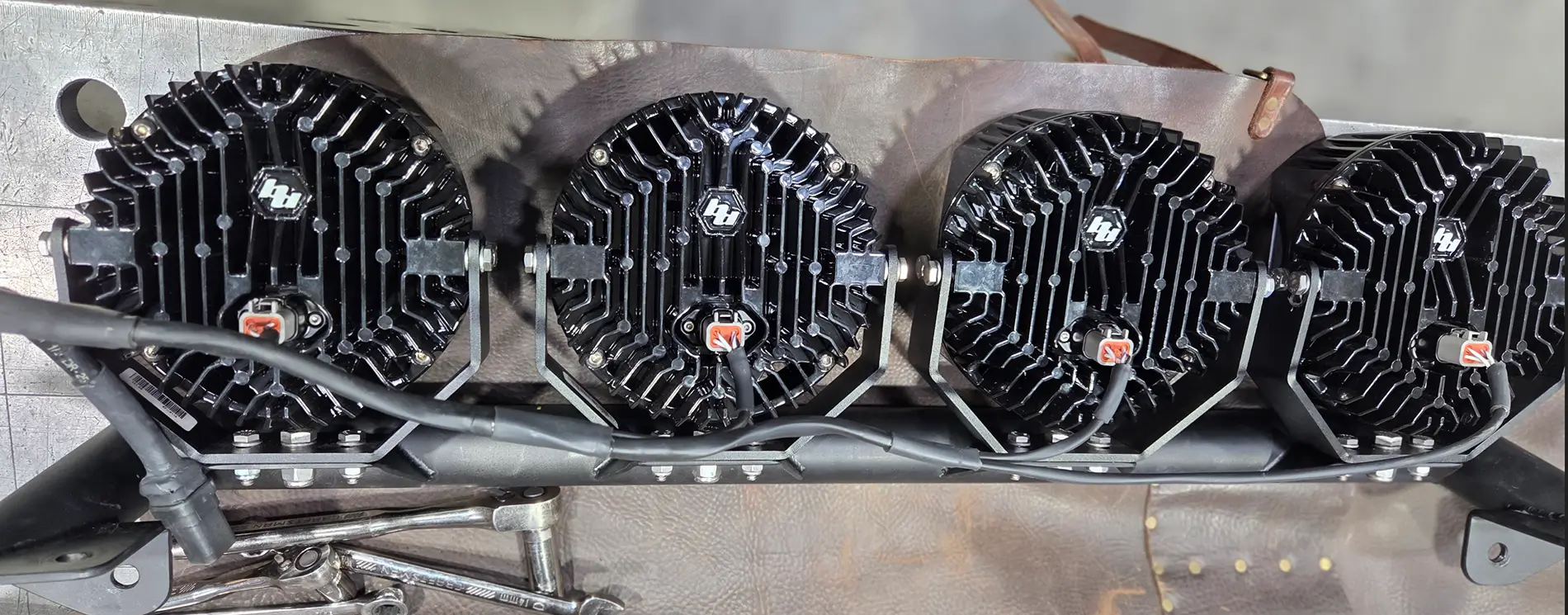 Ford Bronco Baja Design 4 x LP6 light pod bolt-on light bar setup w/ factory Aux switch - thanks Santa BroncoLoom