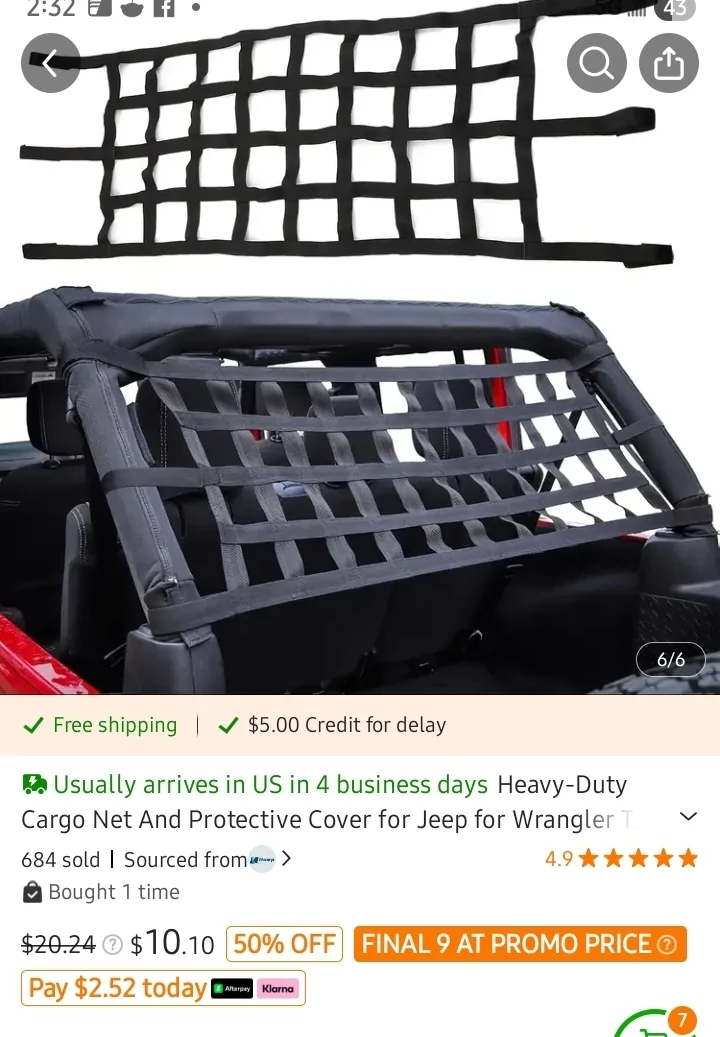 Ford Bronco Cargo net for tailgate on fullsize bronco Screenshot_20260102_143221_Temu