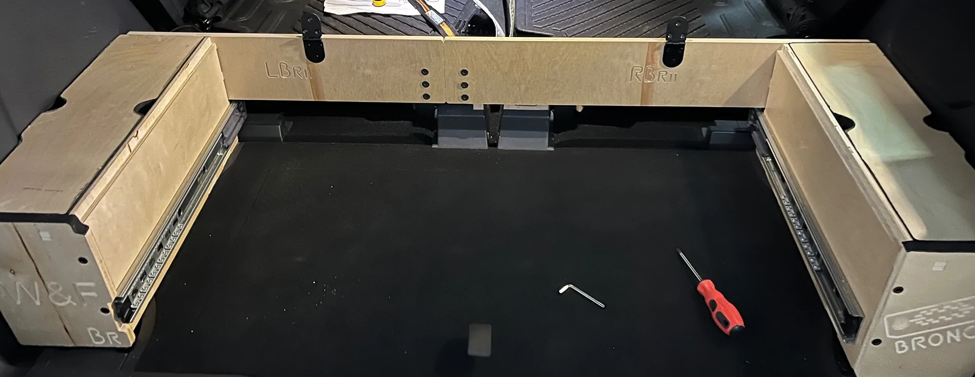 Ford Bronco Wheels & Feels drawer storage system install on a 2024 2 Door IMG_4299