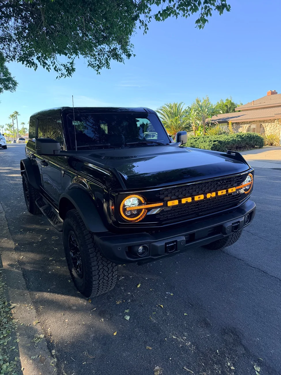 Ford Bronco Putco luminix front emblem lights with black overlay IMG_0814