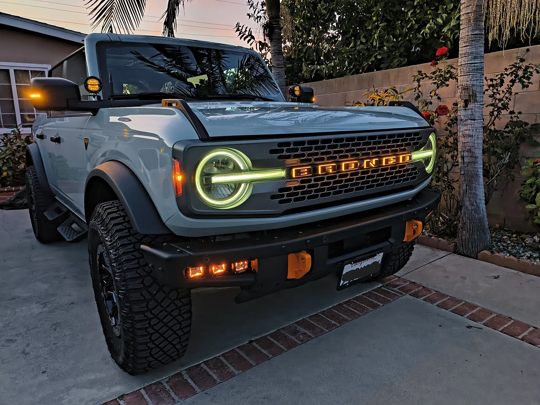 Ford Bronco Putco luminix front emblem lights with black overlay IMG_20260117_172220763_M