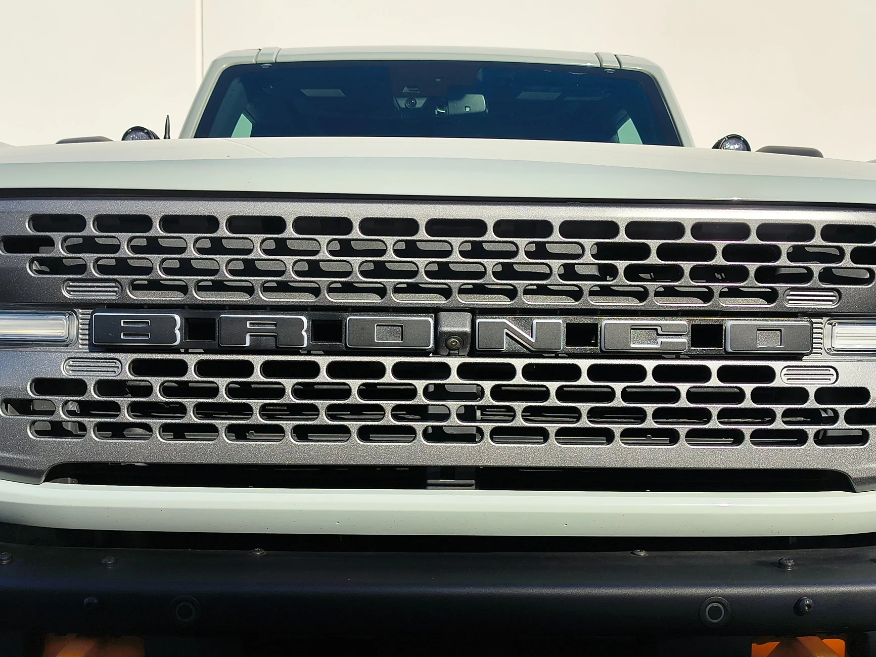 Ford Bronco Putco luminix front emblem lights with black overlay IMG_20260119_095150771_HDR