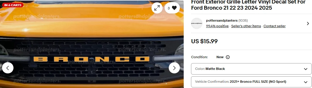 Ford Bronco Putco luminix front emblem lights with black overlay 1768852275060-v7