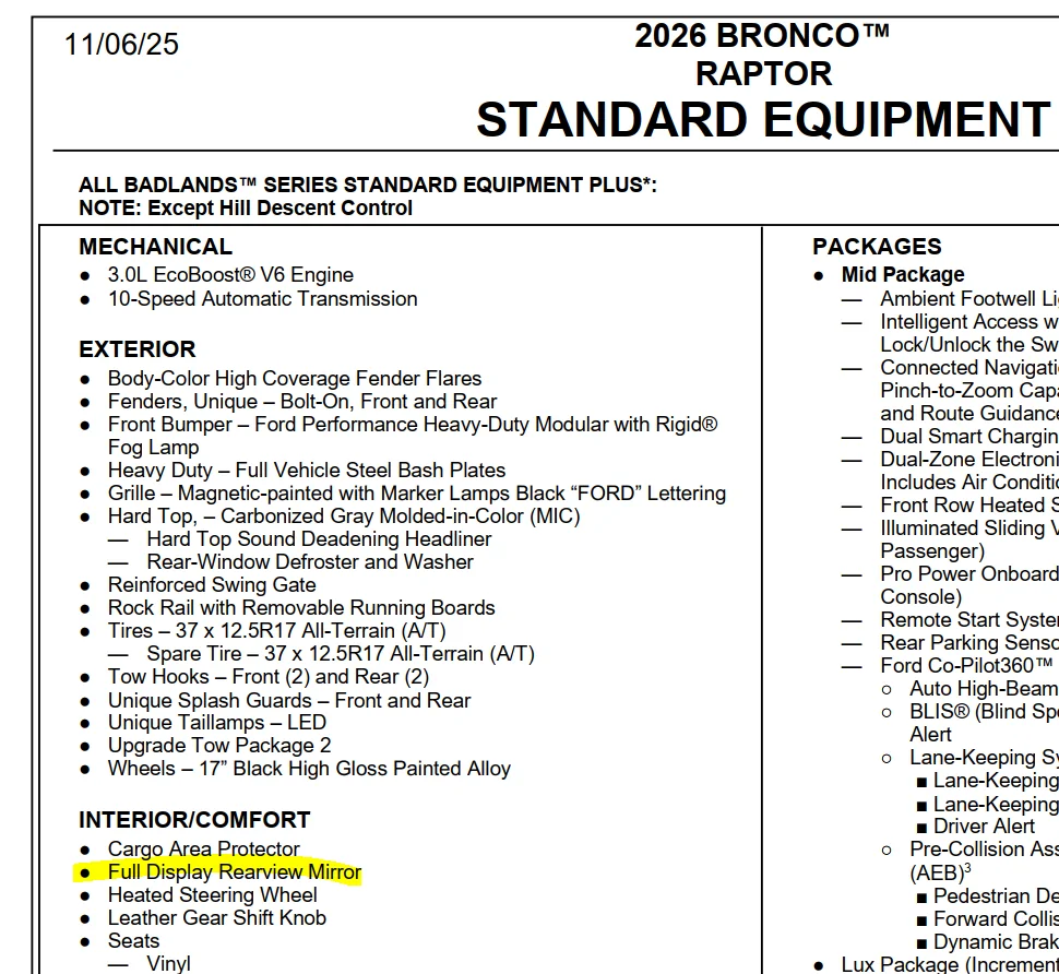 Ford Bronco 2026 Bronco Order Guide (changes & updates) IMG_4852