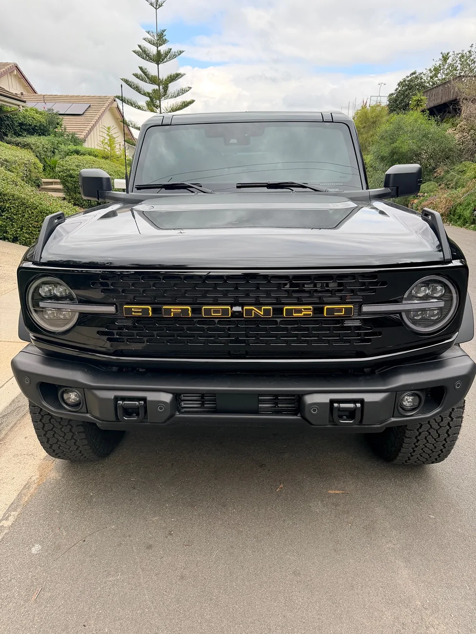 Ford Bronco Putco luminix front emblem lights with black overlay IMG_0855