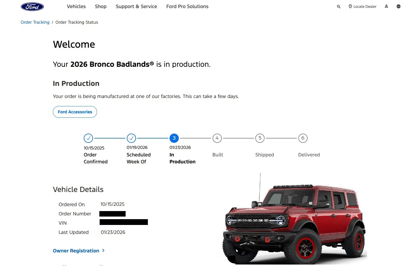 Ford Bronco Order Status