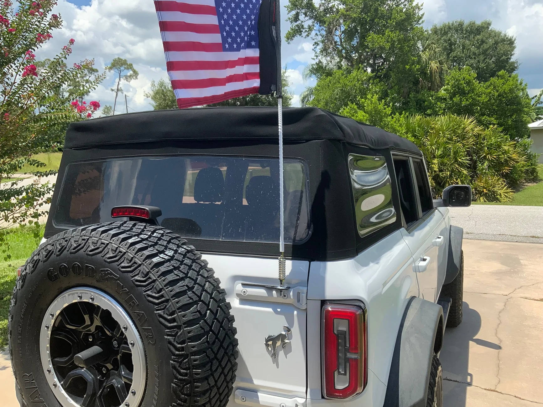 Ford Bronco Flag mount for rear door hinges IMG_0403