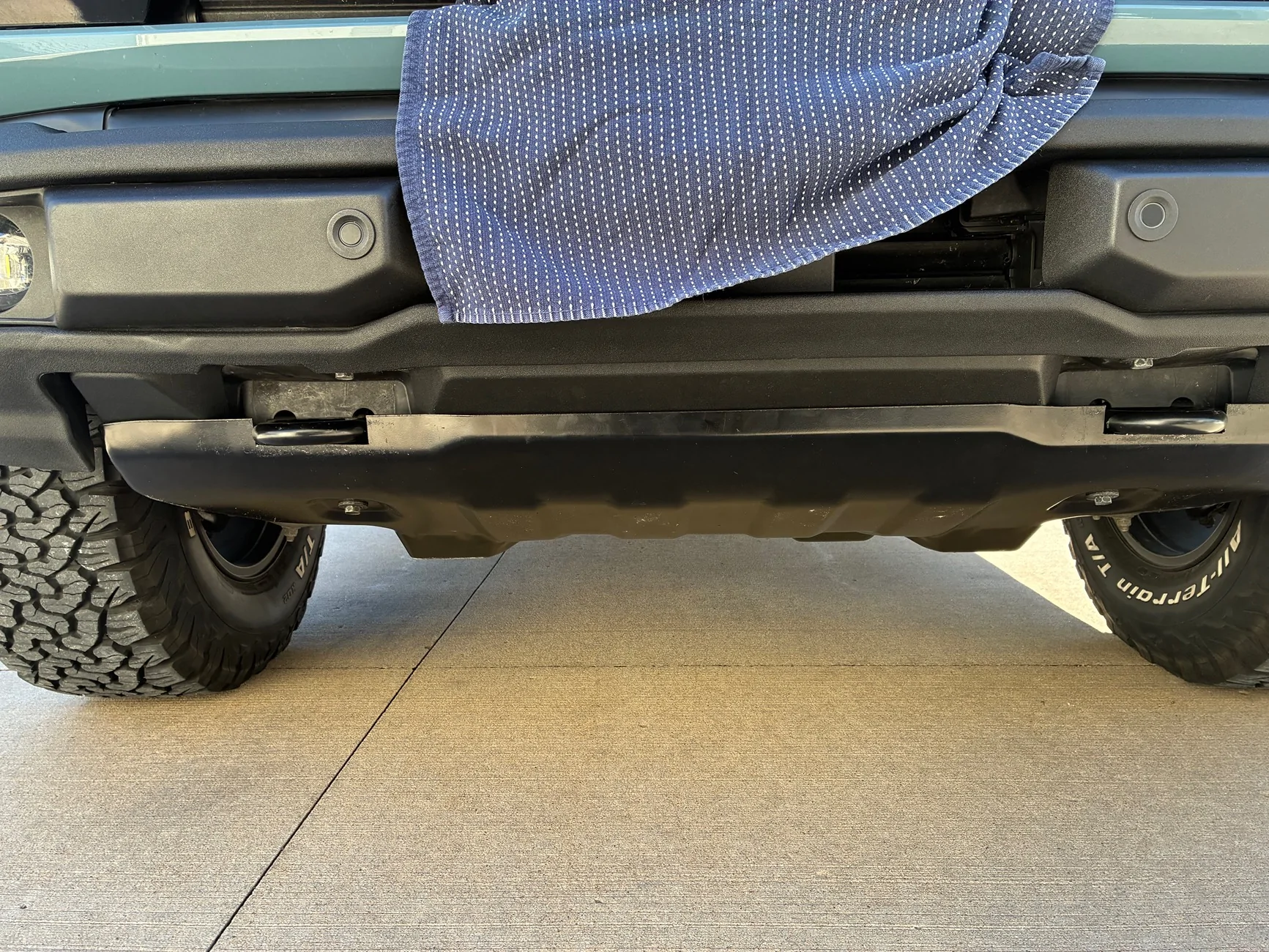 Ford Bronco OEM Steel bash plate modified to fit standard plastic bumper IMG_0496