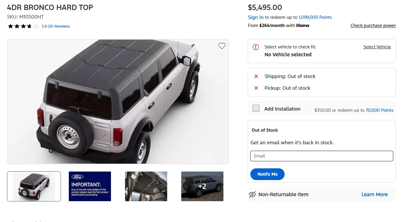 Ford Bronco Purchasing OEM hard top from dealerships. 1771250214345-ag