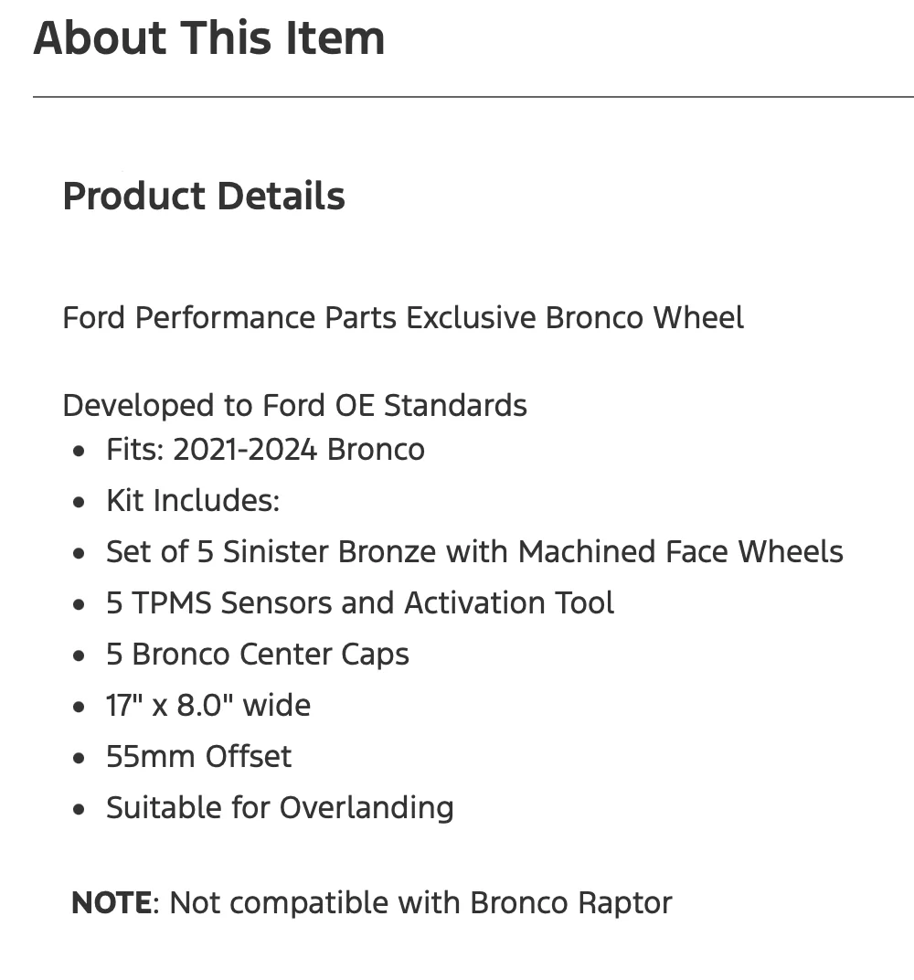 Ford Bronco Sinister Bronze 17x8.0" Wheel Set Now Only $629 on Ford Accessories Site (After 15% Coupon) Screenshot 2026-02-17 at 7.30.01 PM