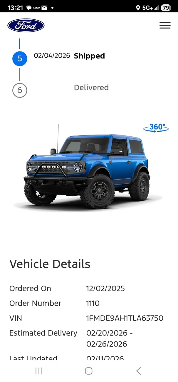 Ford Bronco Order placed '26 2dr Badlands 1000002539