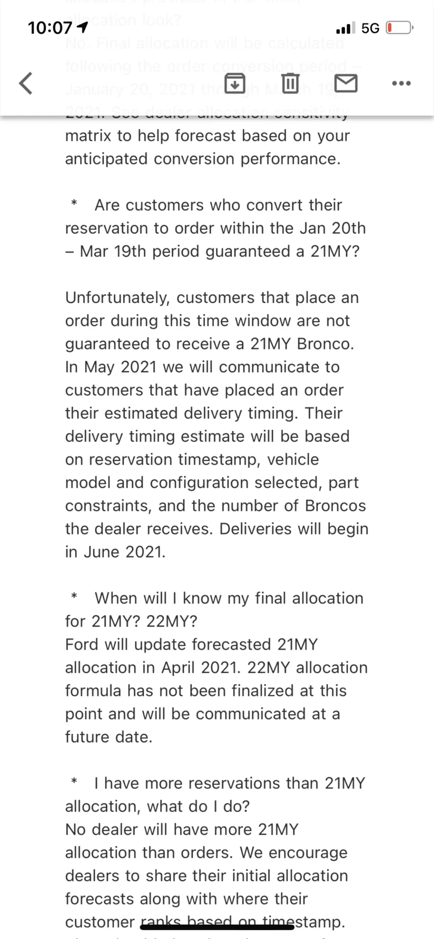 Ford Bronco Bronco team rep's email to dealer GM -- discussing reservations, order conversion, allocations E7092275-11E6-4AC8-A8FF-C5981D0FDCF0