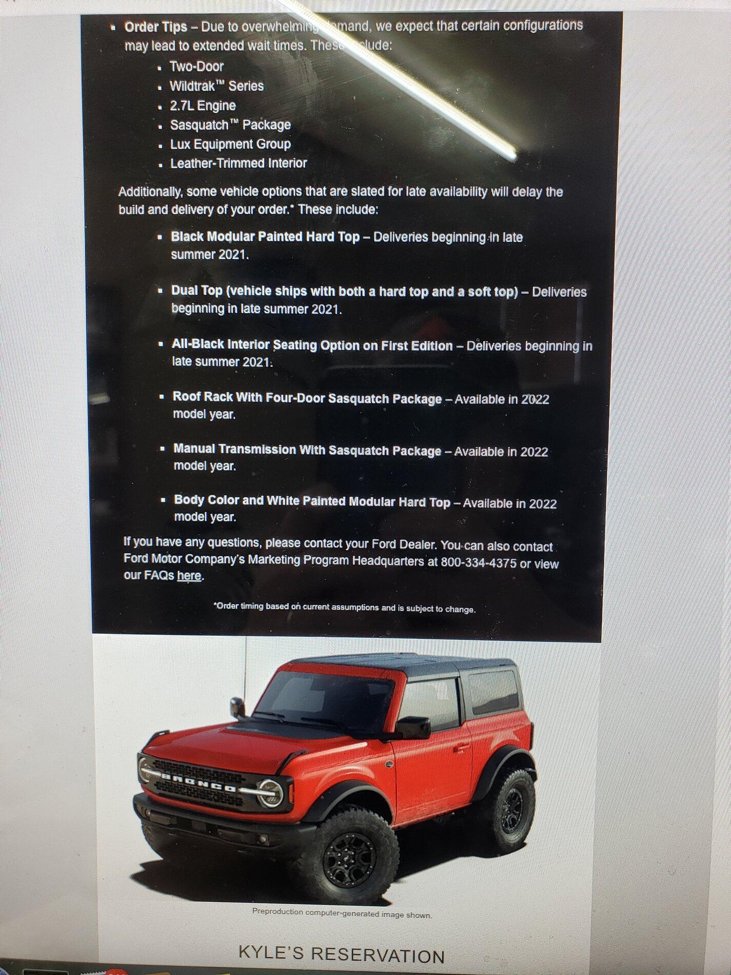 Ford Bronco Ford Ordering Email received today 20210115_090013
