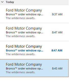 Ford Bronco Ford Ordering Email received today 1610748177932