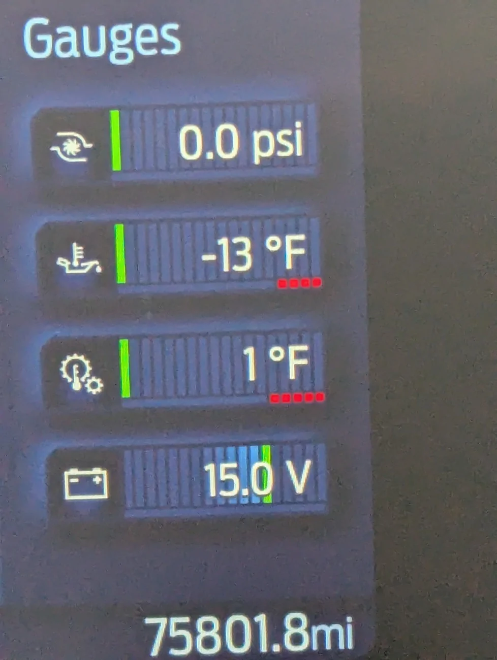 Ford Bronco Tested: Cold Start Oil Pressure with 5W oil at -15F / -26C PXL_20260124_135539678