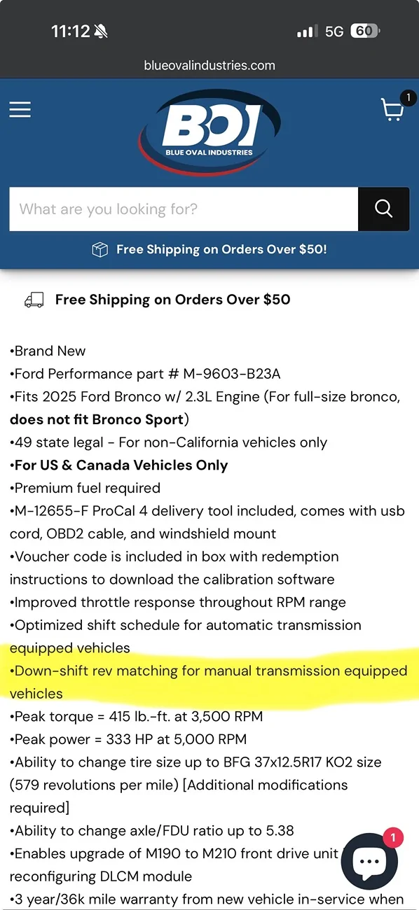 Ford Bronco 2025 2.3L Ford Performance Tune IMG_1661