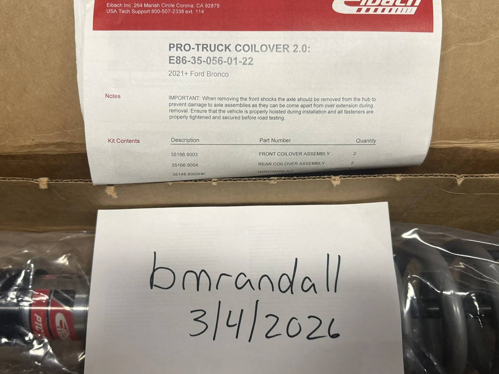 Ford Bronco Ford Bronco Eibach 2.0 Stage 2 Coilover Suspension Package-Lowered Price 20260304_185748808_iOS