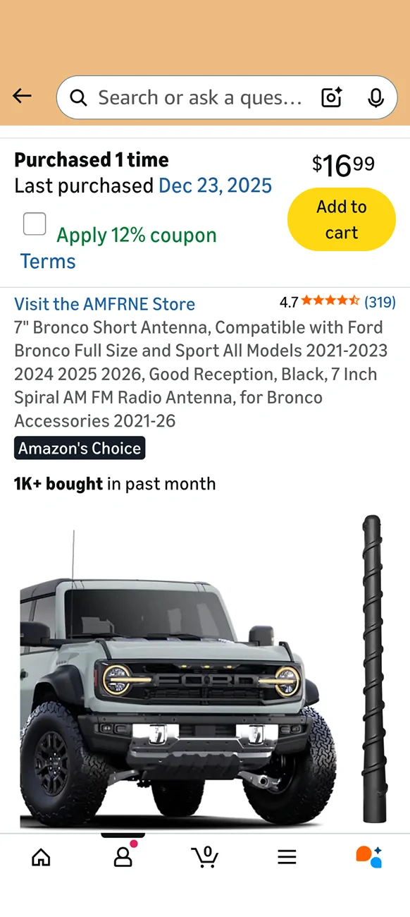 Ford Bronco 2025 antenna suggestions Screenshot_20260306-201502