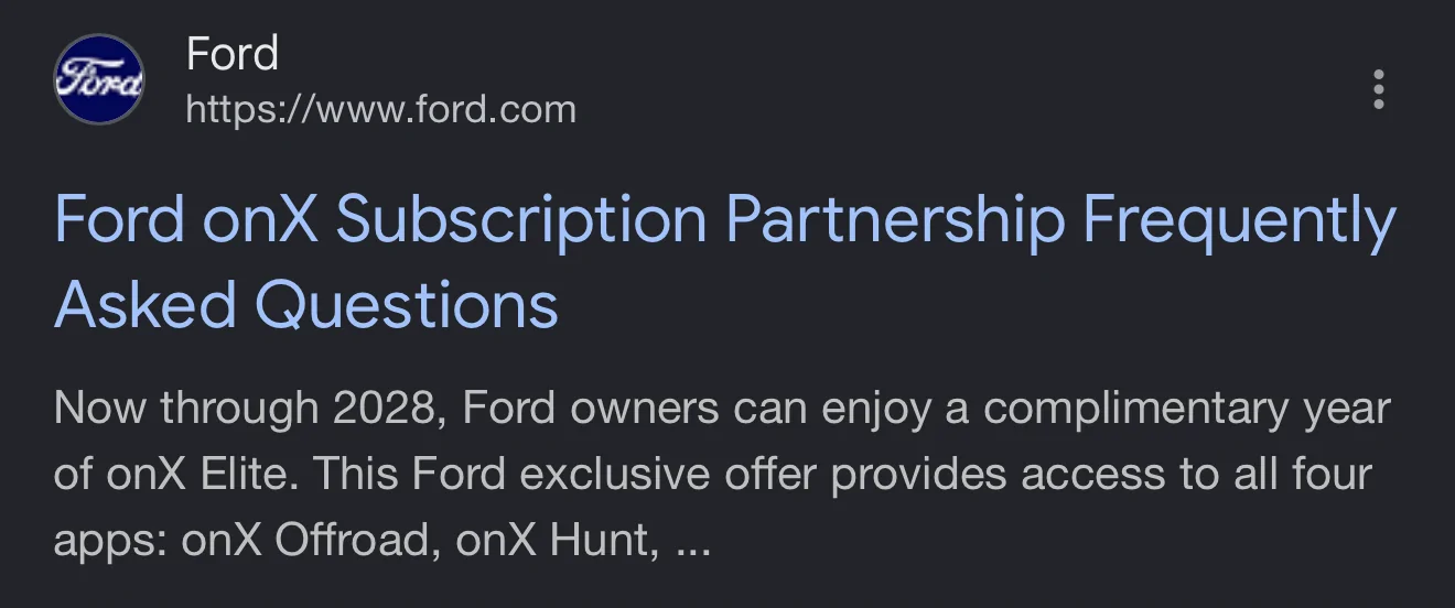 Ford Bronco Free onX Elite membership offer in FordPass app IMG_0182