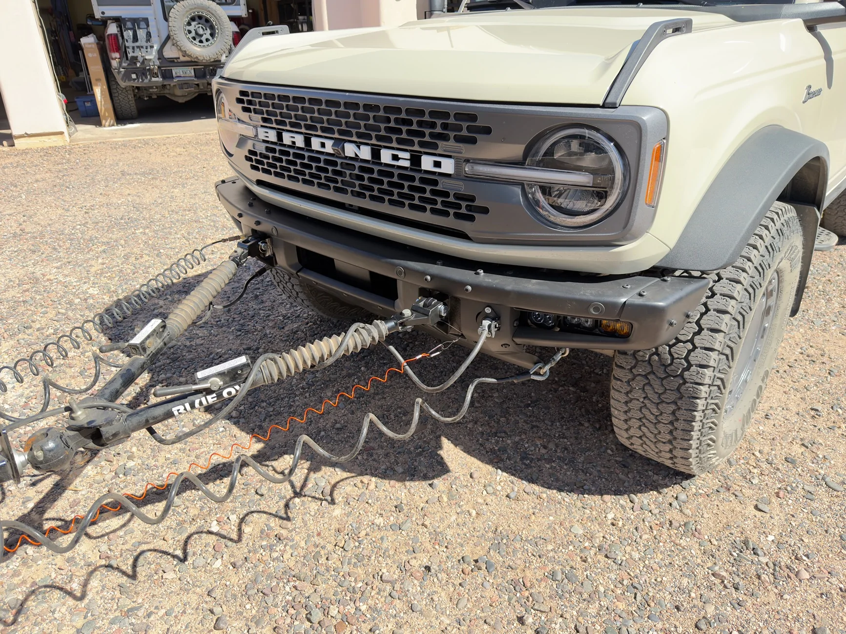 Ford Bronco Flat Tow Blue Ox Adapters for Modular Bumper Recovery Pts. IMG_0622