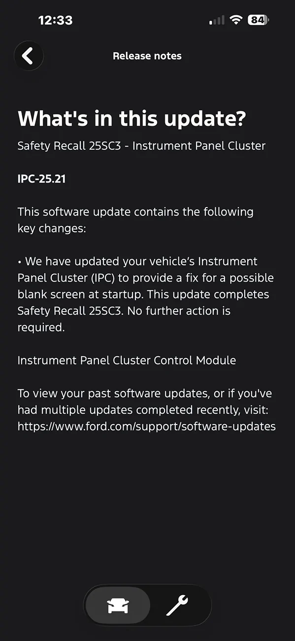 Ford Bronco Infotainment screen recall #26S09 (Infotainment Screen Blank) - 3/5/26 IMG_0306