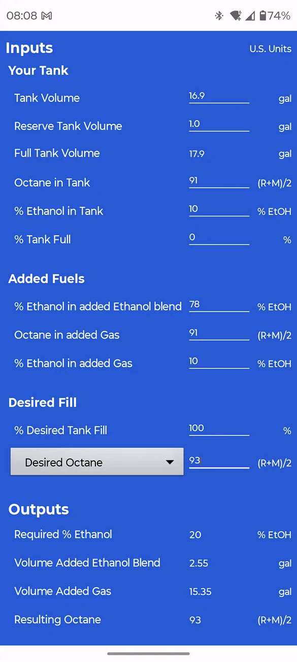 Ford Bronco Save on Fuel (and get more power) - How to Properly Blend with Ethanol Screenshot_20260320-080830.Octane and Ethanol Calculator