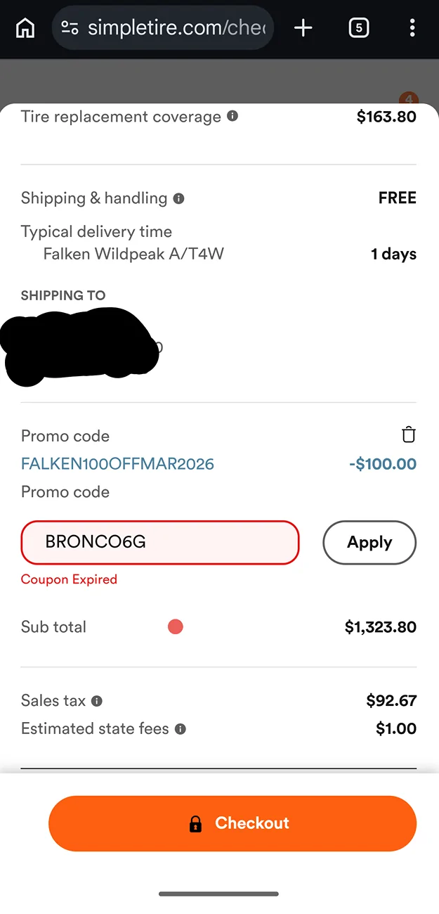 Ford Bronco Extra 10% Off Tires at SimpleTire.com Screenshot_20260324-132346