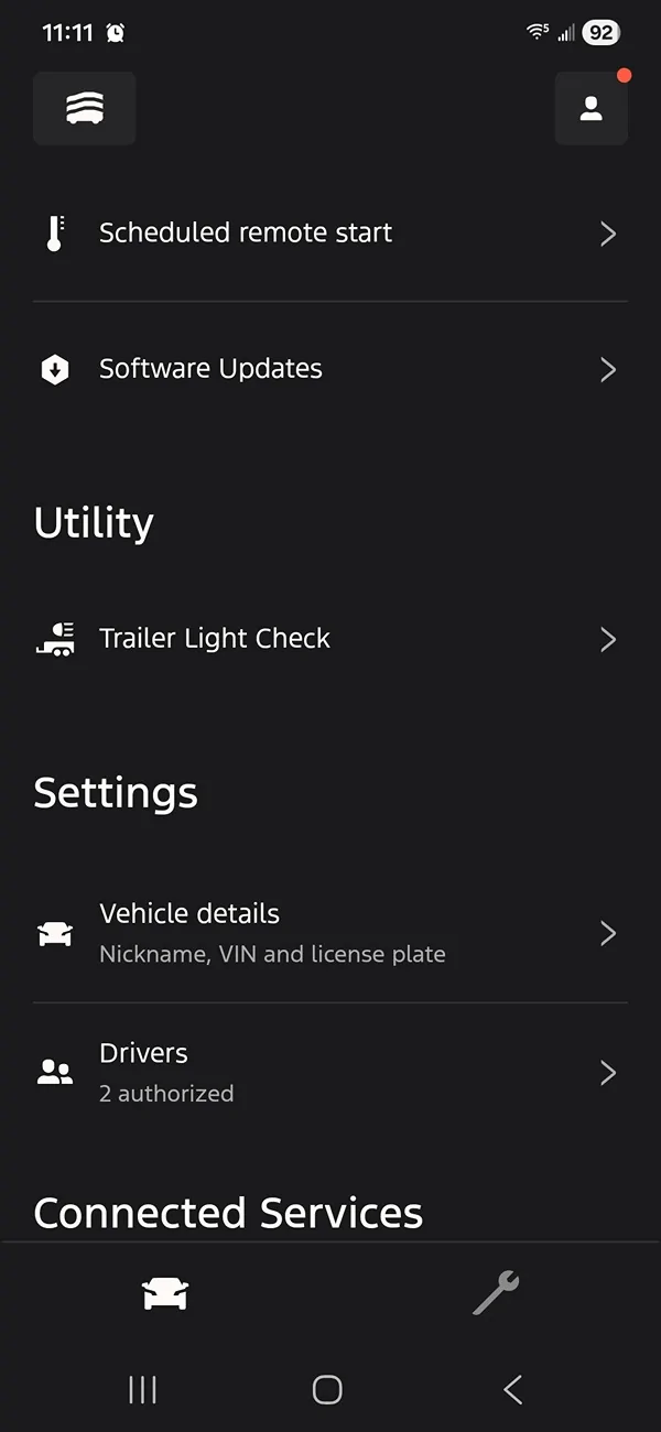 Ford Bronco Trailer Light Check option on the infotainment screen 1000014324