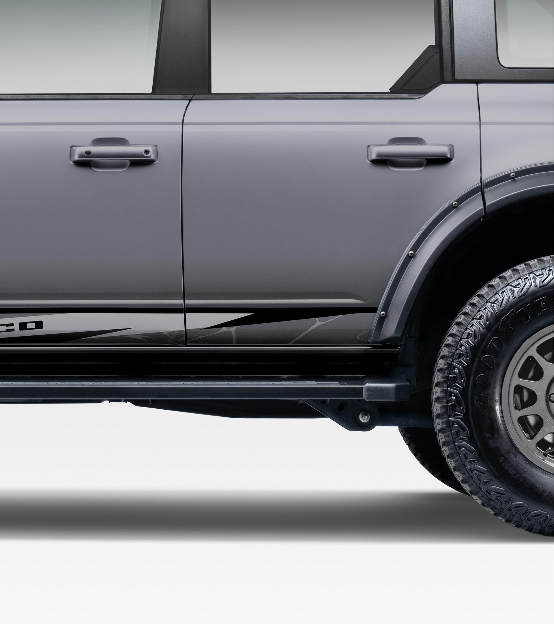 Ford Bronco Dark Trail Series Titanium Package For Bronco BRNC_DRK-GREY_OBX_SIDEGRAPHIC