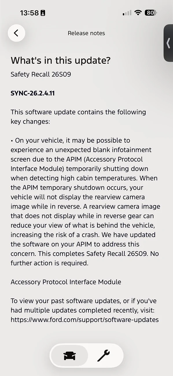 Ford Bronco Infotainment screen recall #26S09 (Infotainment Screen Blank) - 3/5/26 IMG_2603