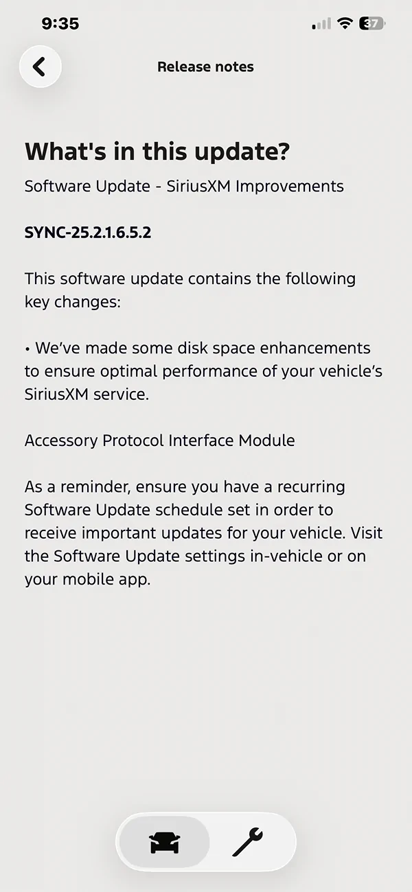 Ford Bronco Safety Recall 26S09 / 25V540 (Blank Screen) completed with OTA Update SYNC-26.2.4.11 IMG_1629