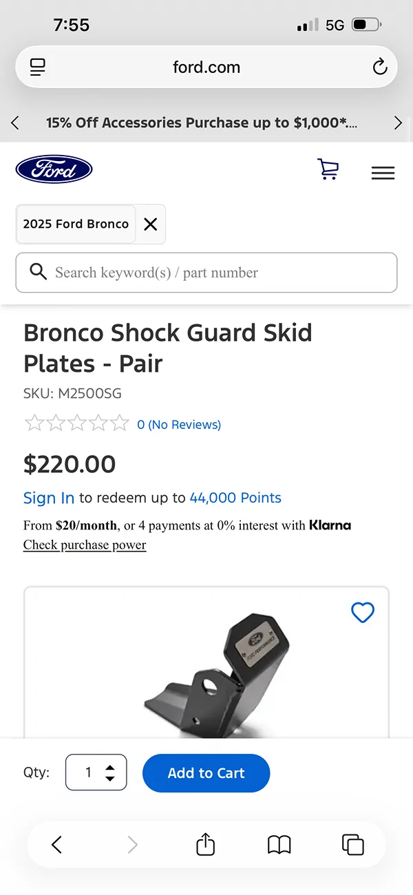 Indiana - Ford Performance shock guard skids 140$ Will SHIP | Bronco6G ...