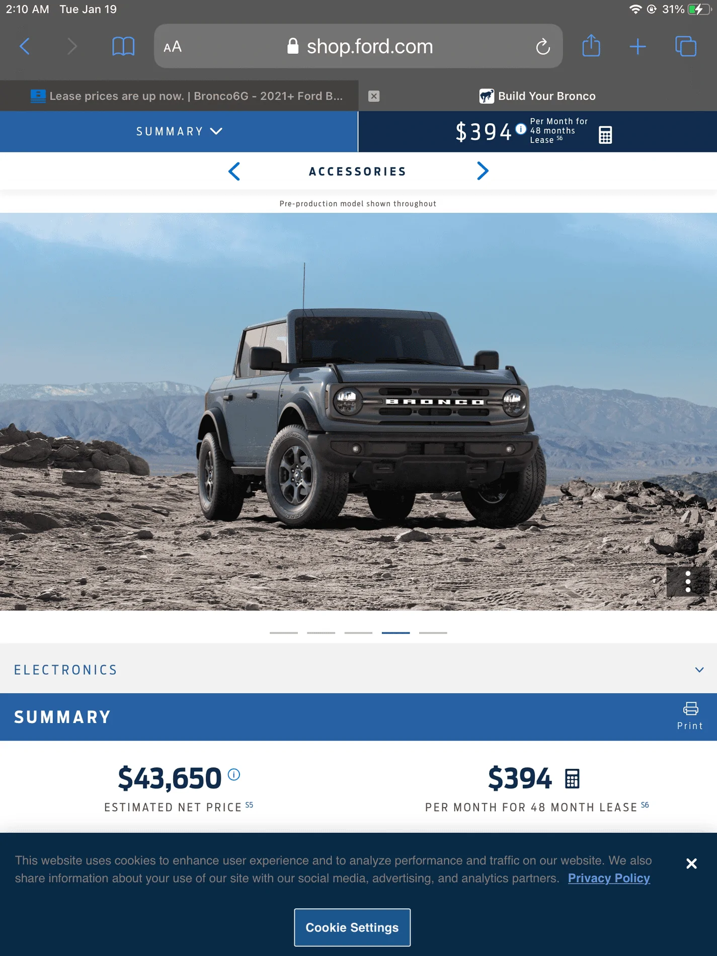 Ford Bronco 2021 Bronco lease prices are up now on build & price ADCFD5DE-CCF3-47A3-B444-489895486F41