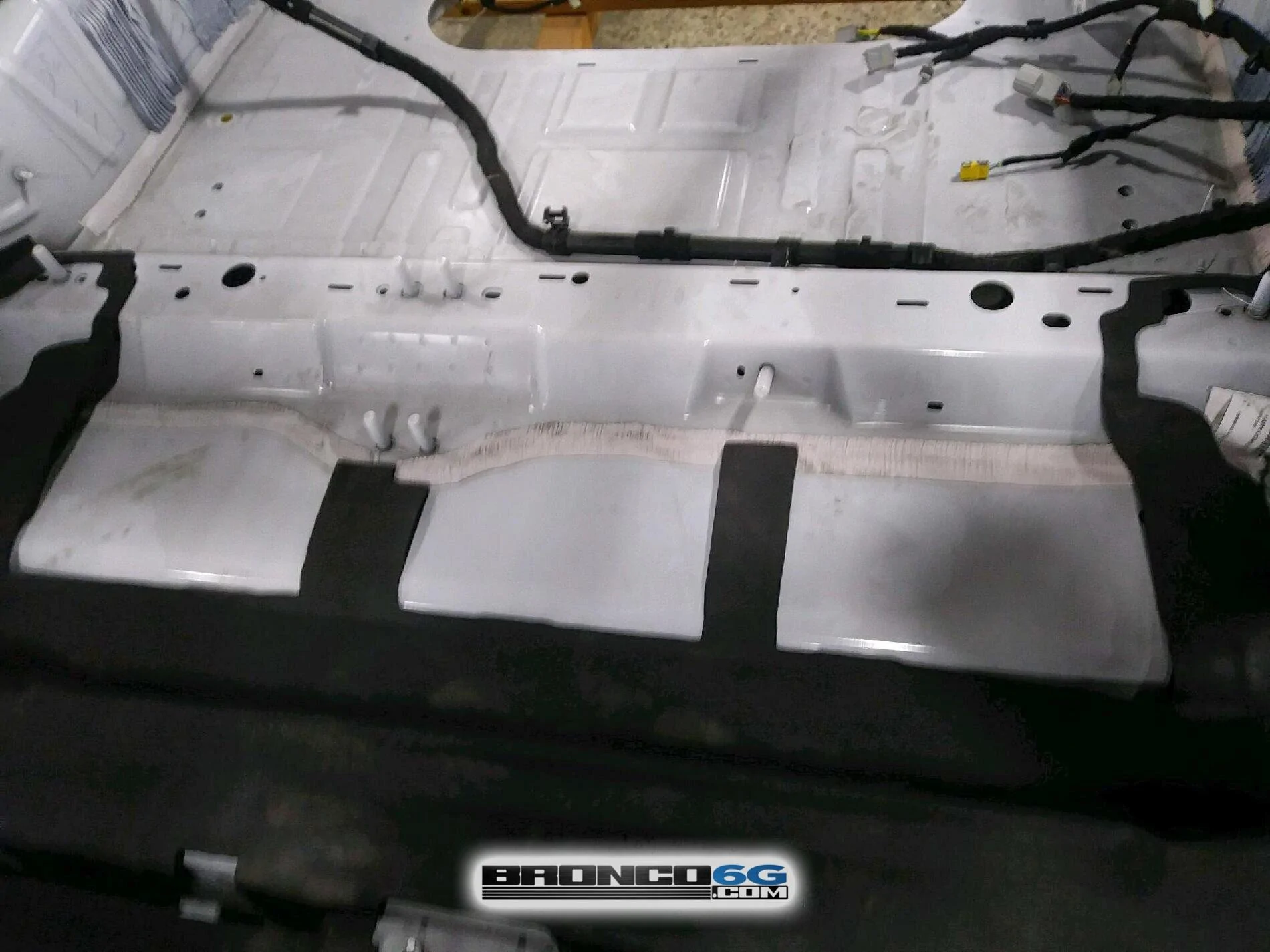 Ford Bronco Bronco parts at factory...Seat bolt down points, bumpers, rock rails, grab handles, lights! 2021 Bronco parts wiring 2