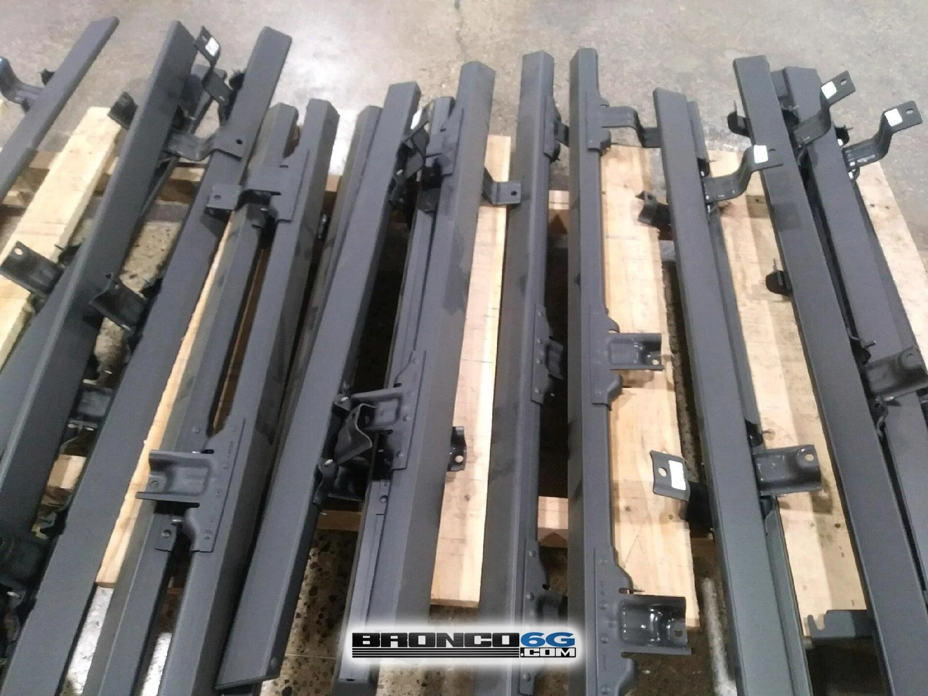 Ford Bronco Bronco parts at factory...Seat bolt down points, bumpers, rock rails, grab handles, lights! 2021 Bronco parts wiring 7