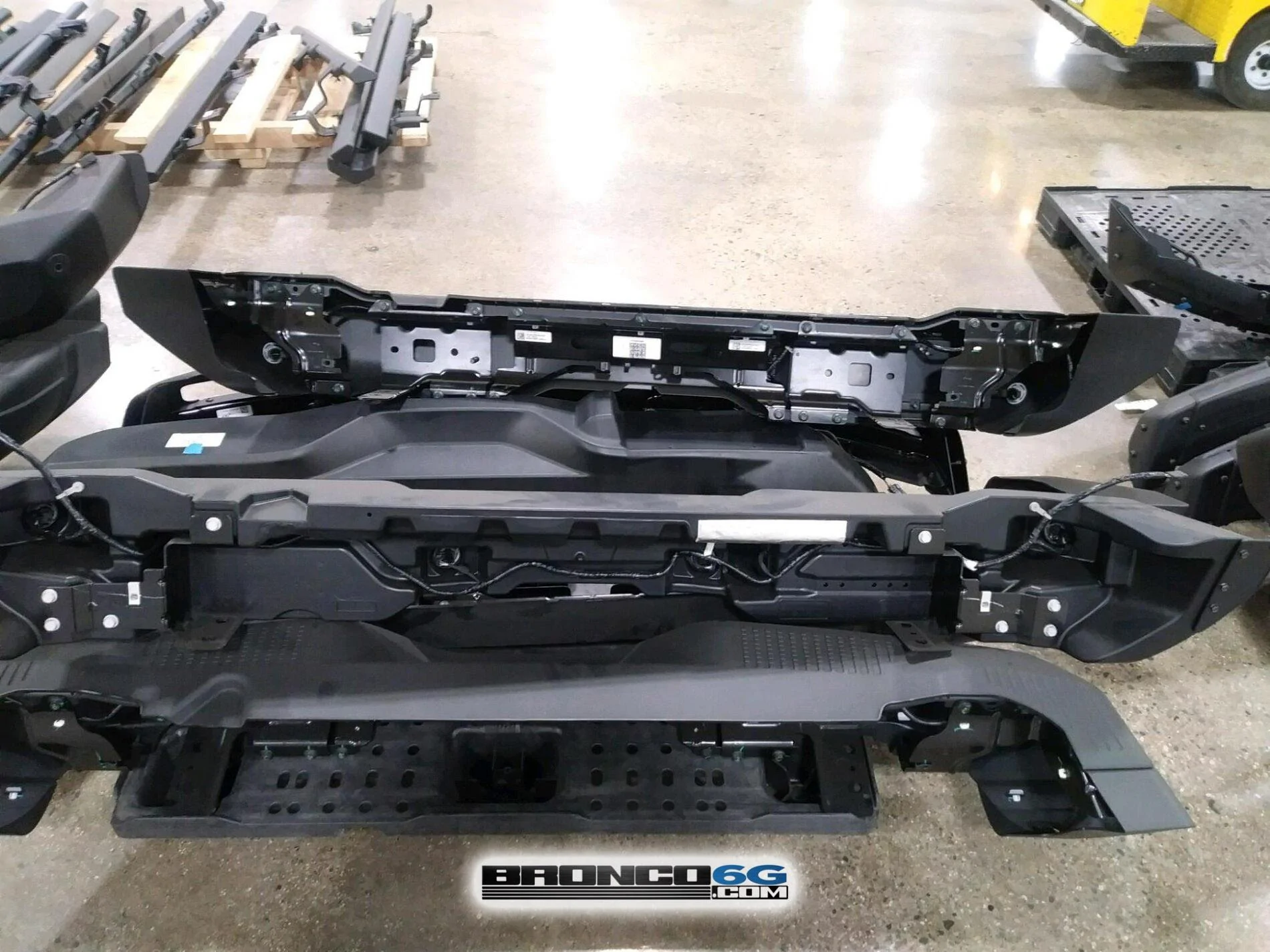 Ford Bronco Bronco parts at factory...Seat bolt down points, bumpers, rock rails, grab handles, lights! 2021 Bronco parts wiring 9