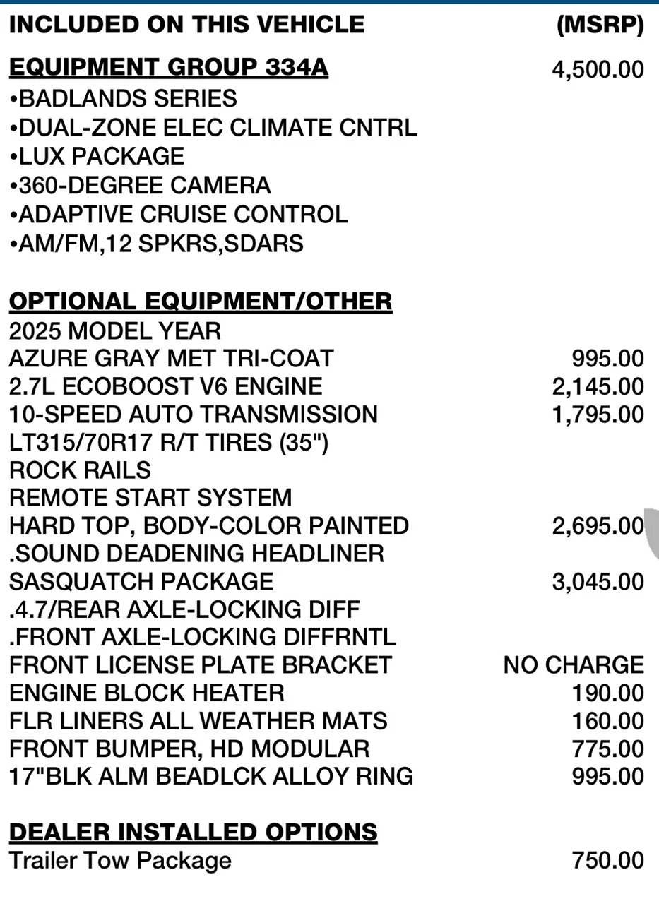 Ford Bronco 2025 Pricing Opinion - Potenial Owner 1776738672887-m0