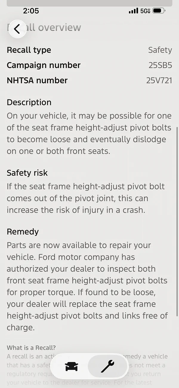 Ford Bronco Seat bolt recall parts available IMG_1998
