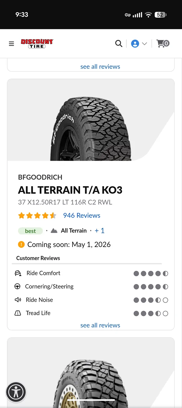 Ford Bronco 37s! Method 316 wrapped in BFG KO3 37x12.50R17 with white lettering Screenshot_20260425-213306
