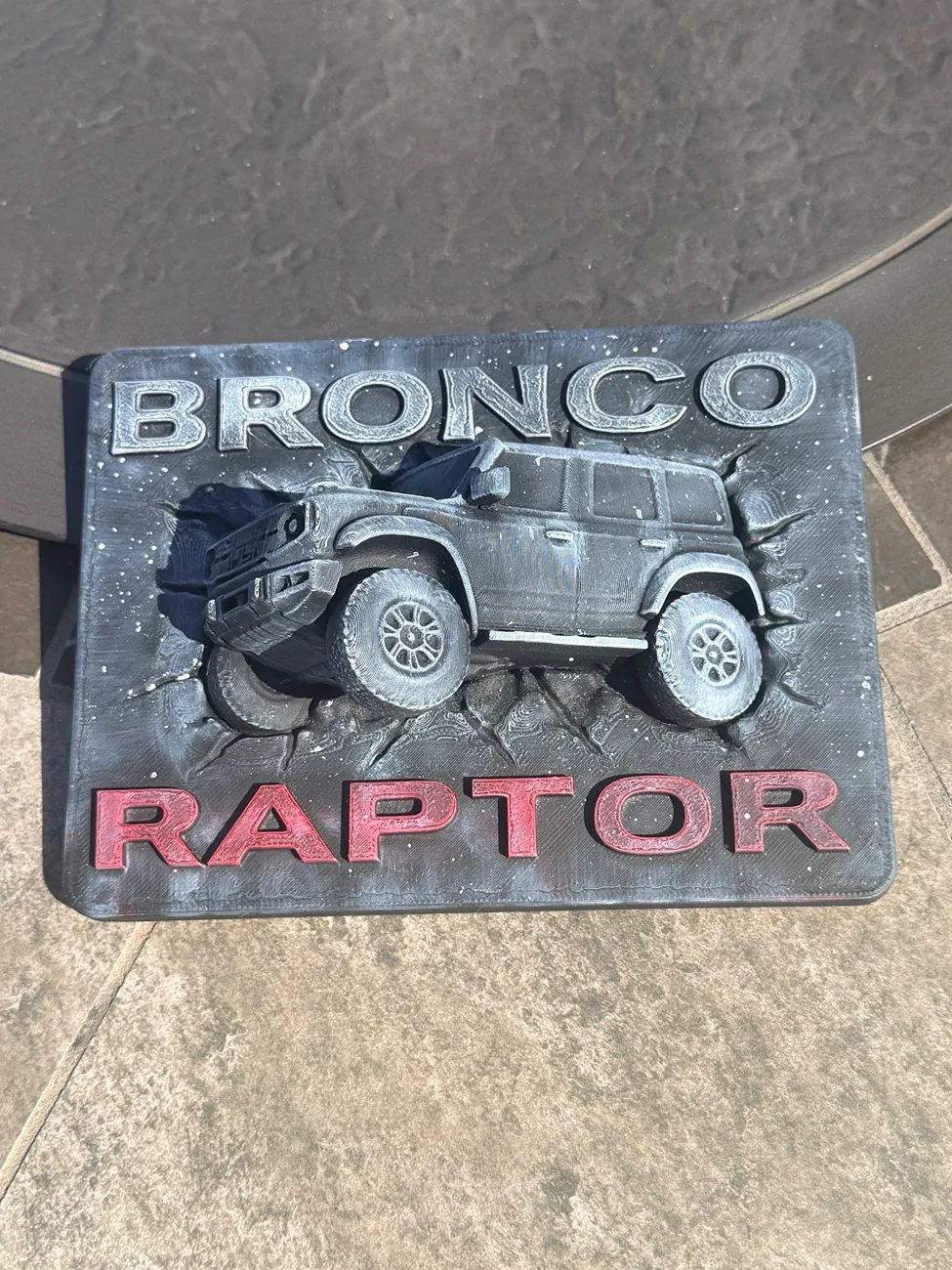 Ford Bronco Friend made me a Raptor toy to hang on my garage wall... Raptor 1