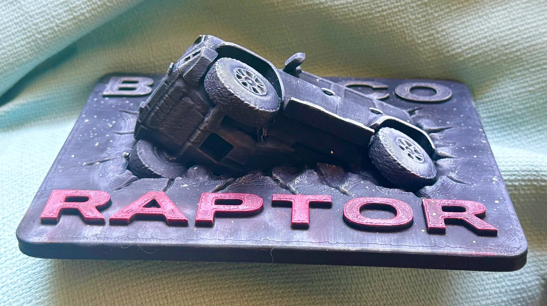 Ford Bronco Friend made me a Raptor toy to hang on my garage wall... Raptor depth 