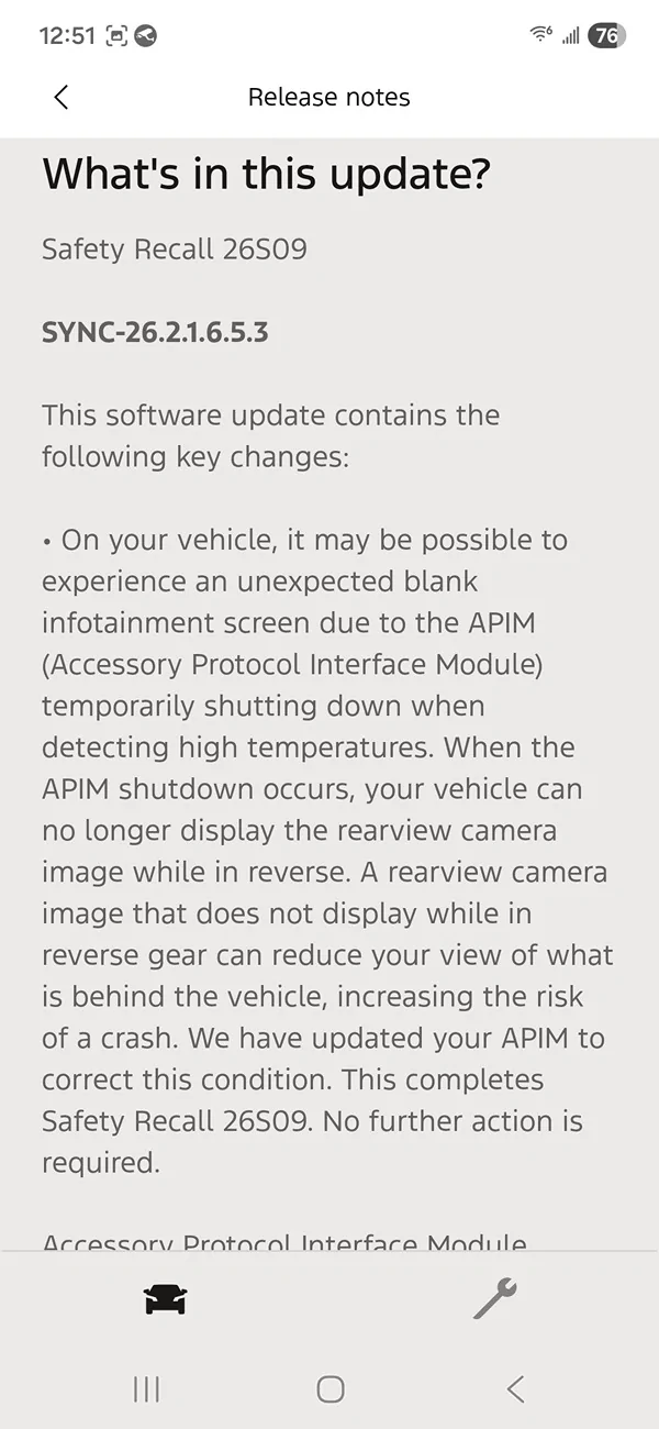 Ford Bronco Safety Recall 26S09 / 25V540 (Blank Screen) completed with OTA Update SYNC-26.2.4.11 Screenshot_20260502_125102_Ford