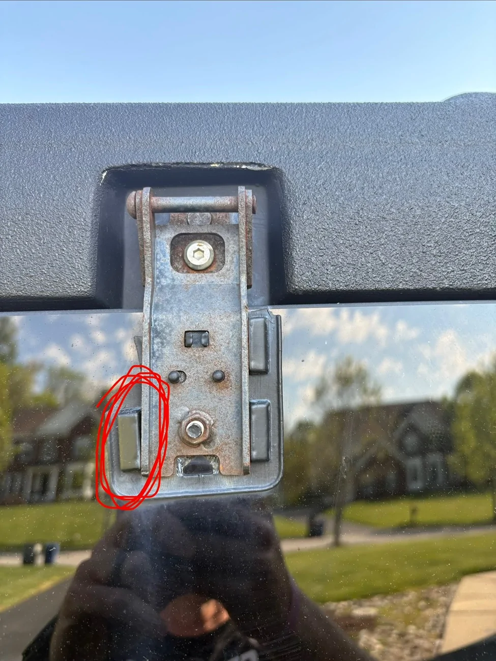 Ford Bronco 2023 hardtop rear glass hinge fix IMG_1250