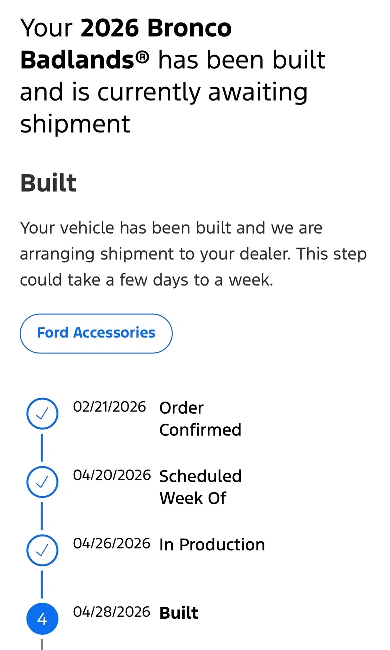Ford Bronco 2026 on Order, what can I expect? IMG_1081