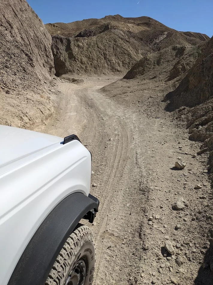 Ford Bronco East of Calico California, Easy Trails. Calico canyon mud